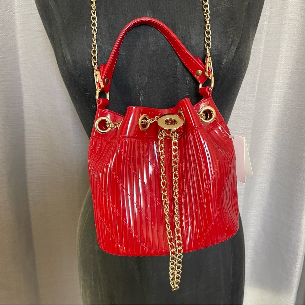 Vegan Red Rubber Bucket Bag
